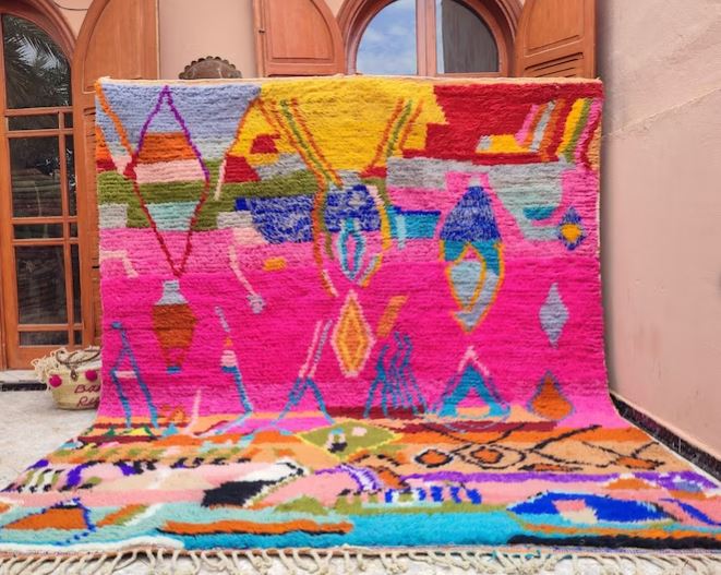 Amazing Multicolored Rug - Custom Fabulous Boujaad Rug - Beni Ourain Rug - Handmade Rug - Moroccan Berber Rug - Traditional Moroccan Carpet